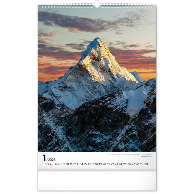 Nástenný kalendár (Hory 2026) - 33 x 46 x 1 cm