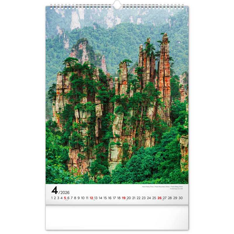 Nástenný kalendár (Hory 2026) - 33 x 46 x 1 cm