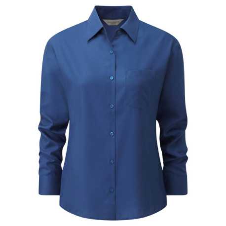 Dámska košeľa(Long Sleeve PolyCotton Easy Care Poplin RUSSELL)>modrá(bright royal)>XS