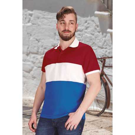 Pánska polokošeľa (VARSITY) > červená (lotto) / biela / modrá (orion navy) > XL