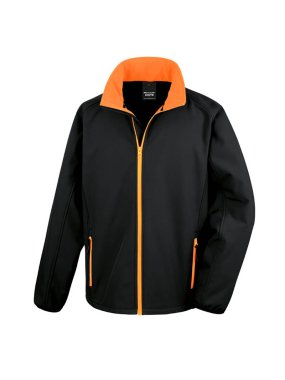 Pánska softshell bunda(RESULT MENS PRINTABLE SOFTSHELL JACKET)>čierna/oranžová>S
