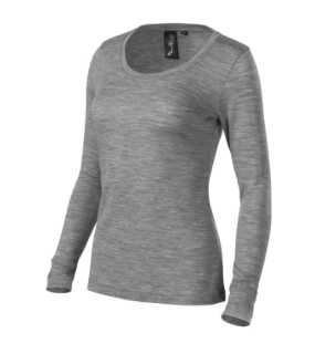 Dámske tričko (MALFINI Premium Merino Rise LS) > sivá (tmavý melír) > L