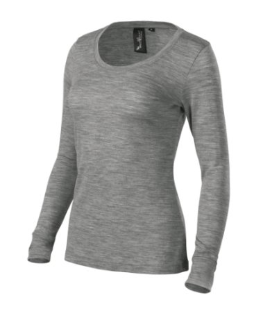 Dámske tričko (MALFINI Premium Merino Rise LS) > sivá (tmavý melír) > L