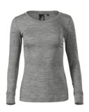 Dámske tričko (MALFINI Premium Merino Rise LS) > sivá (tmavý melír) > L