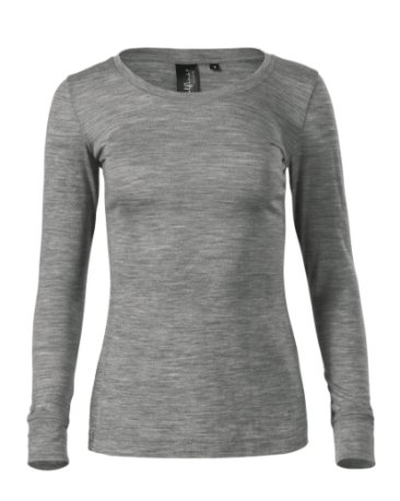 Dámske tričko (MALFINI Premium Merino Rise LS) > sivá (tmavý melír) > L