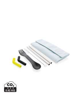 Sada príboru a 2ks slamiek Tierra > modrá