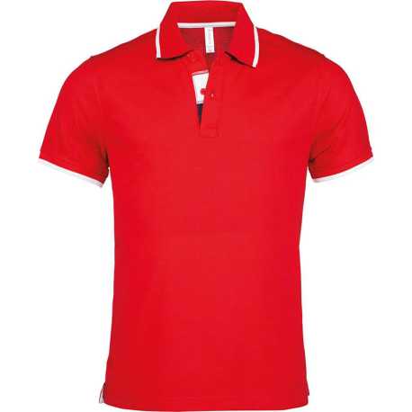 Pánska polokošeľa (KARIBAN MENS SS POLO) > červená / biela / modrá (navy) > 3XL