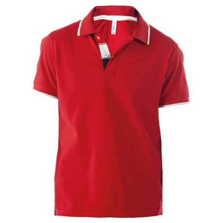 Pánska polokošeľa (KARIBAN MENS SS POLO) > červená / biela / modrá (navy) > 3XL