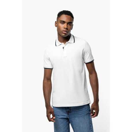 Pánska polokošeľa (KARIBAN MENS SS POLO) > červená / biela / modrá (navy) > 3XL