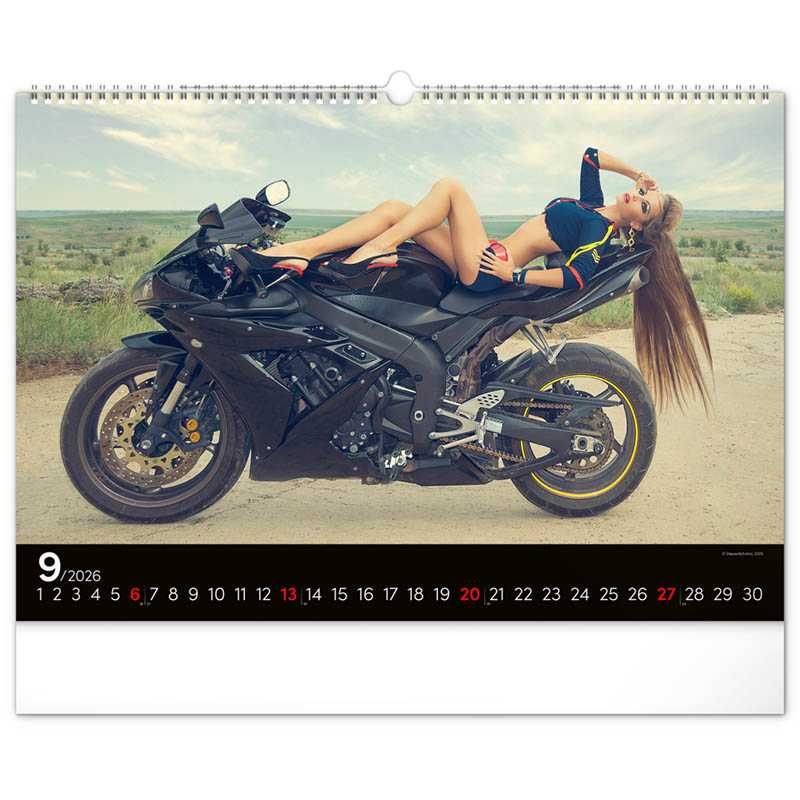Nástenný kalendár (Girls & Bikes 2026) - 48 x 33 x 1 cm