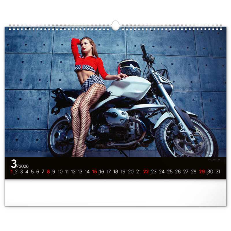 Nástenný kalendár (Girls & Bikes 2026) - 48 x 33 x 1 cm