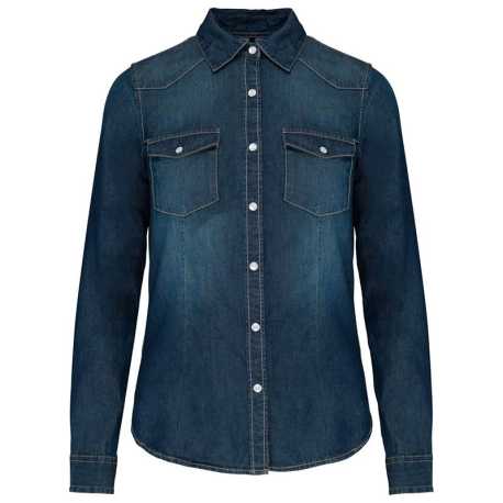 Dámska košeľa (KARIBAN LADIES' LONG SLEEVE DENIM SHIRT) > modrá (jean) > XS