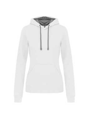 Dámska mikina (KARIBAN LADIES’ CONTRAST HOODED SWEATSHIRT)>biela / šedá (fine)>2XL