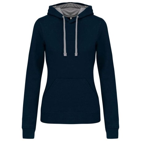 Dámska mikina (KARIBAN LADIES’ CONTRAST HOODED SWEATSHIRT)>modrá (navy) / šedá (fine)>2XL