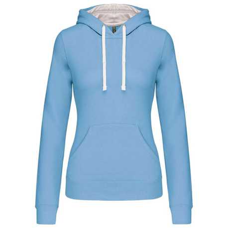 Dámska mikina (KARIBAN LADIES’ CONTRAST HOODED SWEATSHIRT)>modrá (sky) / biela>L
