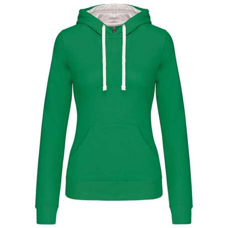 Dámska mikina (KARIBAN LADIES’ CONTRAST HOODED SWEATSHIRT)>zelená (light kelly)>L