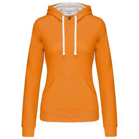 Dámska mikina (KARIBAN LADIES’ CONTRAST HOODED SWEATSHIRT) > oranžová / biela > L
