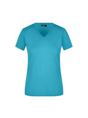 Dámske tričko (JN Ladies' Slim Fit V-T) > modrá (caribbean) > M