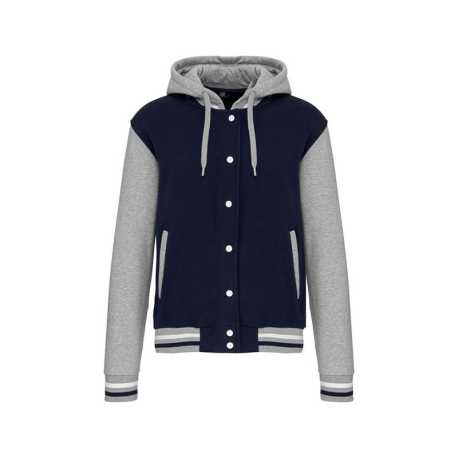 Unisex mikina (KARIBAN UNISEX TEDDY JACKET WITH HOOD) > modrá(navy)/šedá(off)/biela > XL