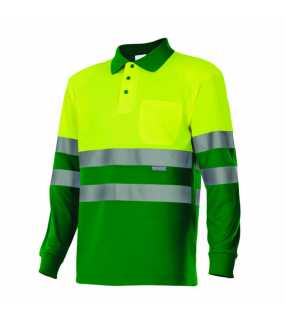 Pánska polokošeľa (VELILLA HV LS TWO-TONE POLO) > zelená (grass) / žltá (hi-vis) > 2XL