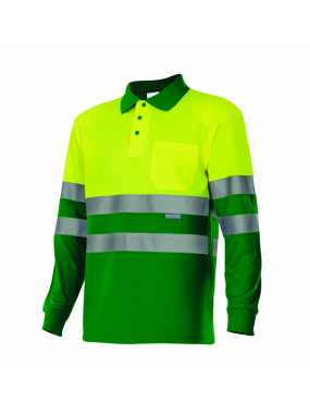 Pánska polokošeľa (VELILLA HV LS TWO-TONE POLO) > zelená (grass) / žltá (hi-vis) > M