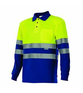Pánska polokošeľa (VELILLA HV LS TWO-TONE POLO) > modrá (royal) / žltá (hi-vis) > XS