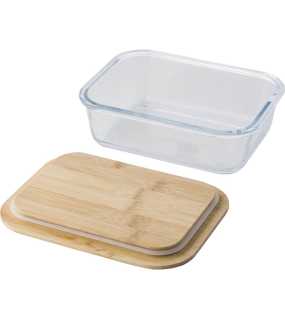 Sklenený obedár s bambusovým vekom > hnedá