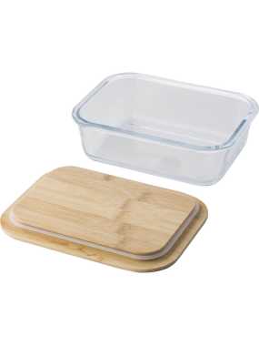 Sklenený obedár s bambusovým vekom > hnedá