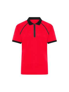 Pánska polokošeľa (JN Men's Zip-Polo) > červená (light) / čierna > 2XL