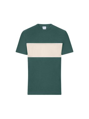 Unisex tričko (JN T-Shirt colour-block UNISEX) > zelená (smoky) / šedá (sandstone) > 2XS