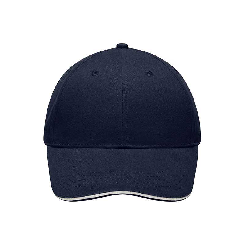 6 panelová šiltovka (MB Light brushed Sandwich Cap) > modrá (navy) / biela