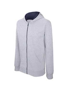 Detská mikina(Kariban"KIDS' FULL ZIP HOODED SWEATSHIRT")>šedá(oxford) / modrá(navy)>8/10