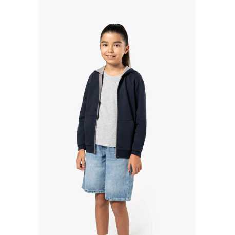 Detská mikina (Kariban"KIDS' FULL ZIP HOODED SWEATSHIRT") > čerená / biela > 12/14