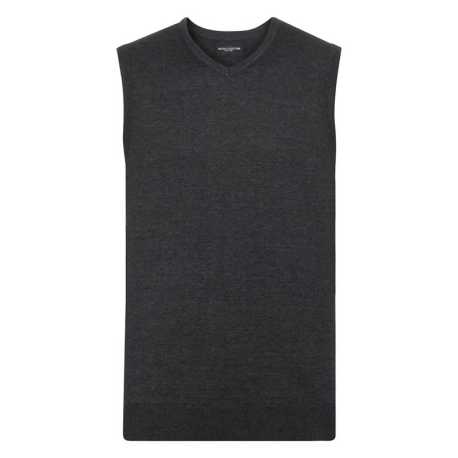 Pánsky sveter(V-Neck Sleeveless Knitted RUSSELL) > šedá (charcoal marl) > XXS