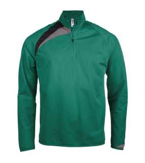 Unisex tričko (Proact ADULTS' ZIP NECK TRAINING TOP)>zelená (dark)/čierna/šedá (storm)>4XL