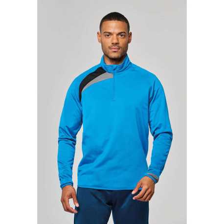 Unisex tričko (Proact ADULTS' ZIP NECK TRAINING TOP) > čierna / biela / šedá (storm) > 3XL