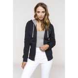 Dámska mikina(KARIBAN LADIES’ CONTRAST HOODED FULL ZIP SWEATSHIRT)>čierna / šedá(fine)>XL