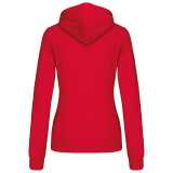 Dámska mikina (KARIBAN LADIES’ CONTRAST HOODED FULL ZIP SWEATSHIRT)>čerená / biela>XS