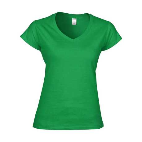 Dámske tričko (GILDAN SOFTSTYLE LADIES V-NECK T-SHIRT) > zelená (irish) > S