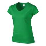 Dámske tričko (GILDAN SOFTSTYLE LADIES V-NECK T-SHIRT) > zelená (irish) > S