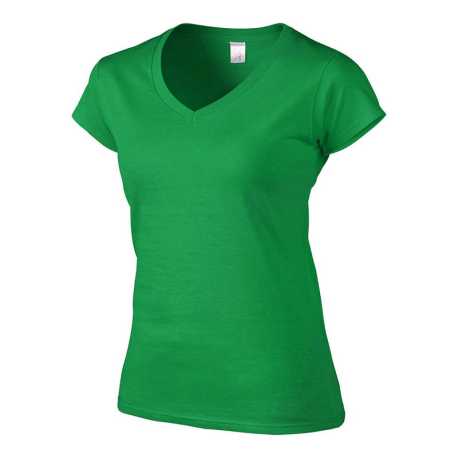 Dámske tričko (GILDAN SOFTSTYLE LADIES V-NECK T-SHIRT) > zelená (irish) > S