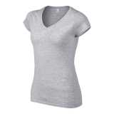 Dámske tričko (GILDAN SOFTSTYLE LADIES V-NECK T-SHIRT) > šedá (rssport) > L