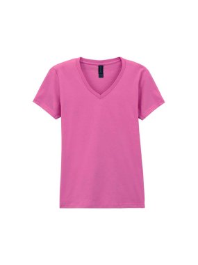 Dámske tričko (GILDAN SOFTSTYLE LADIES V-NECK T-SHIRT) > ružová (azalea) > M