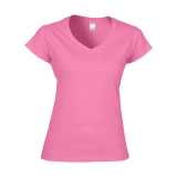 Dámske tričko (GILDAN SOFTSTYLE LADIES V-NECK T-SHIRT) > ružová (azalea) > 2XL