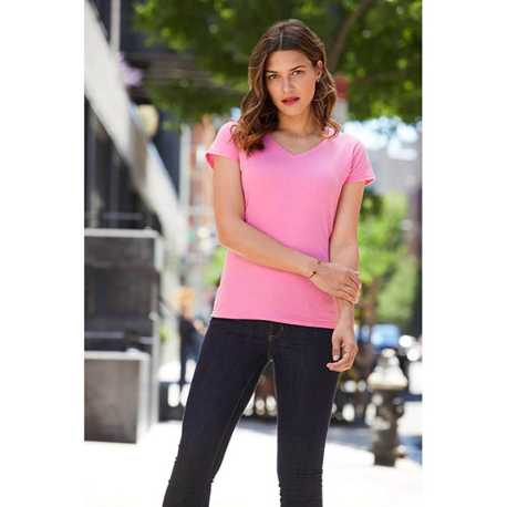 Dámske tričko (GILDAN SOFTSTYLE LADIES V-NECK T-SHIRT) > ružová (azalea) > 2XL