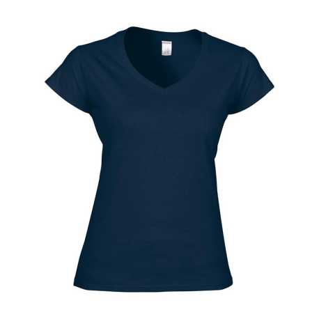 Dámske tričko (GILDAN SOFTSTYLE LADIES V-NECK T-SHIRT) > modrá (navy) > S