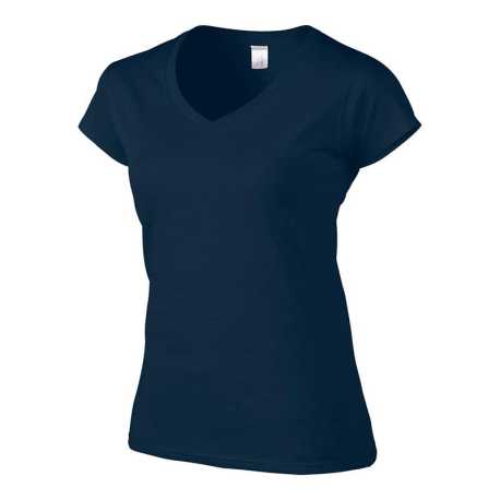 Dámske tričko (GILDAN SOFTSTYLE LADIES V-NECK T-SHIRT) > modrá (navy) > S