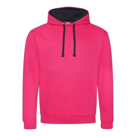 Unisex mikina (Just Hoods VARSITY HOODIE) > ružová (hot) / modrá (french navy) > 2XL