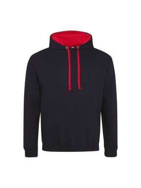 Unisex mikina (Just Hoods VARSITY HOODIE) > čierna (jet) / červená (fire) > M