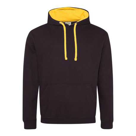 Unisex mikina (Just Hoods VARSITY HOODIE) > čierna (jet) / zlatá > S